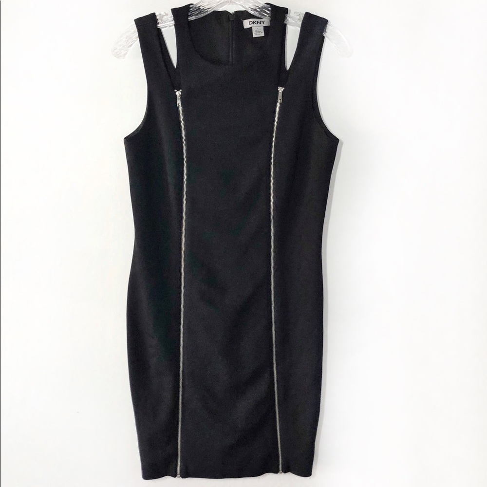 DKNY Black Zipper Sheath Dress Size 4
